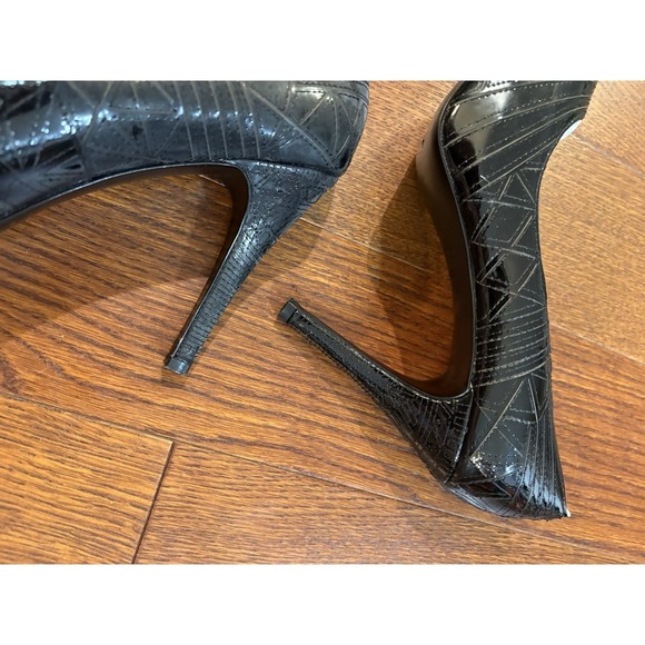 White House | Black Market Black Peep Toe Heels Size 10M with Leather Sole - Picture 8 of 10